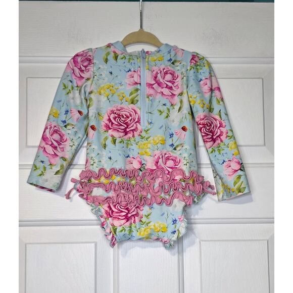 Posh Peanut Baby Girl Long Sleeve Rash Guard Swimsuit Size 18-24 Months - Picture 2 of 3